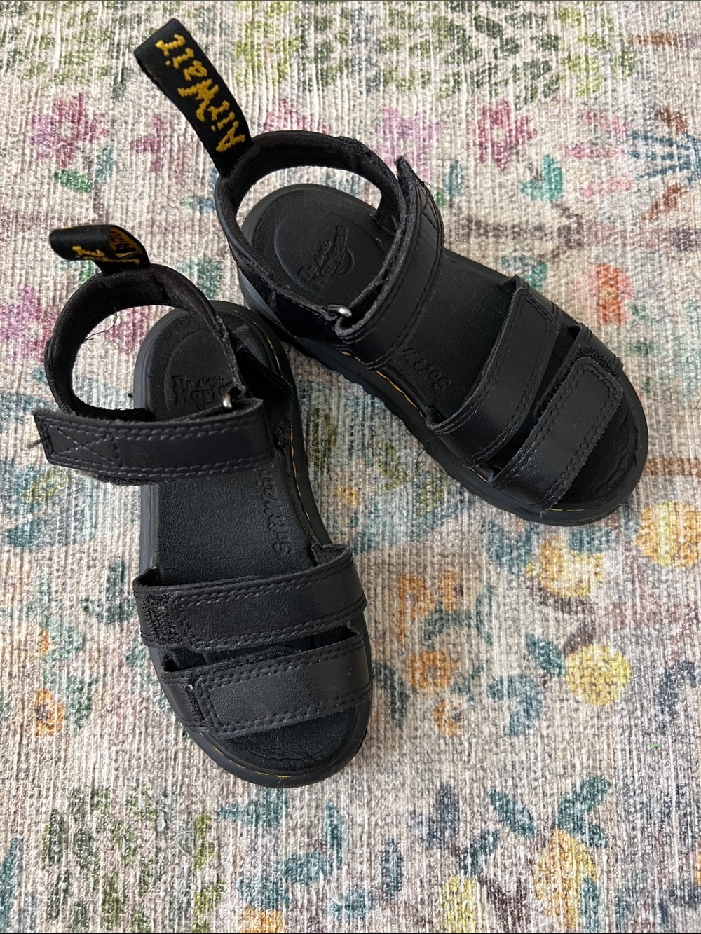 Dr. Martens Kids Black Triple-Strap Sandals